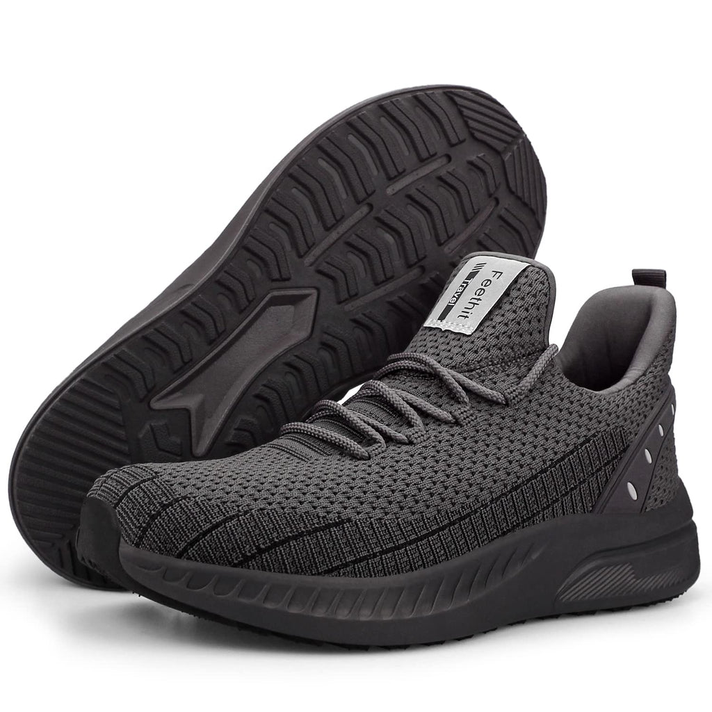 Feethit Mens Slip On Walking Shoes Blade Tennis Shoes Non Slip Running Shoes Lightweight Workout Shoes Breathable Mesh Fashion Sneakers Dark Grey Size 9 - Image 2