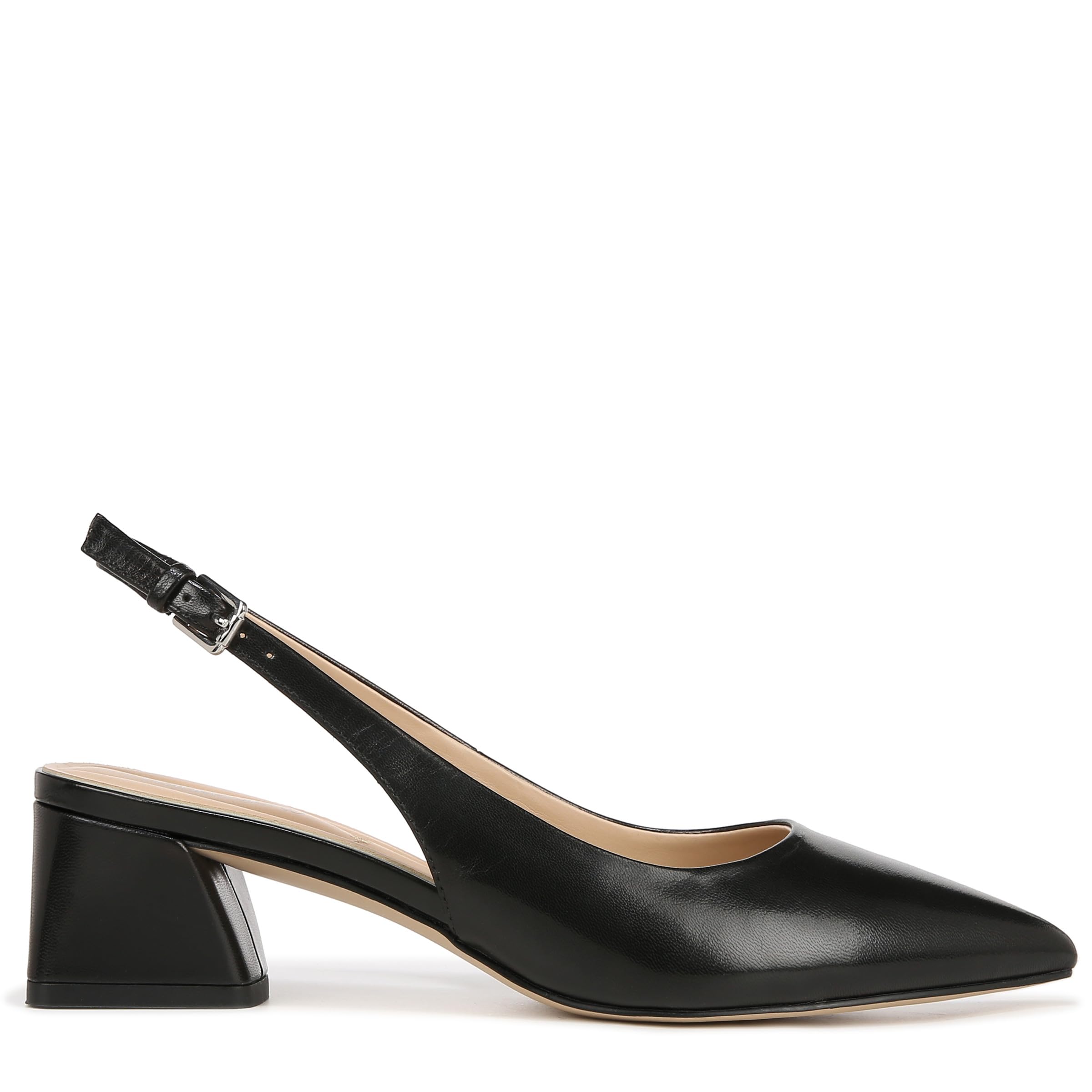 Franco Sarto Womens Racer Slingback Low Block Heel Pointed Toe Pump, Black, 9.5 Wide - Image 10