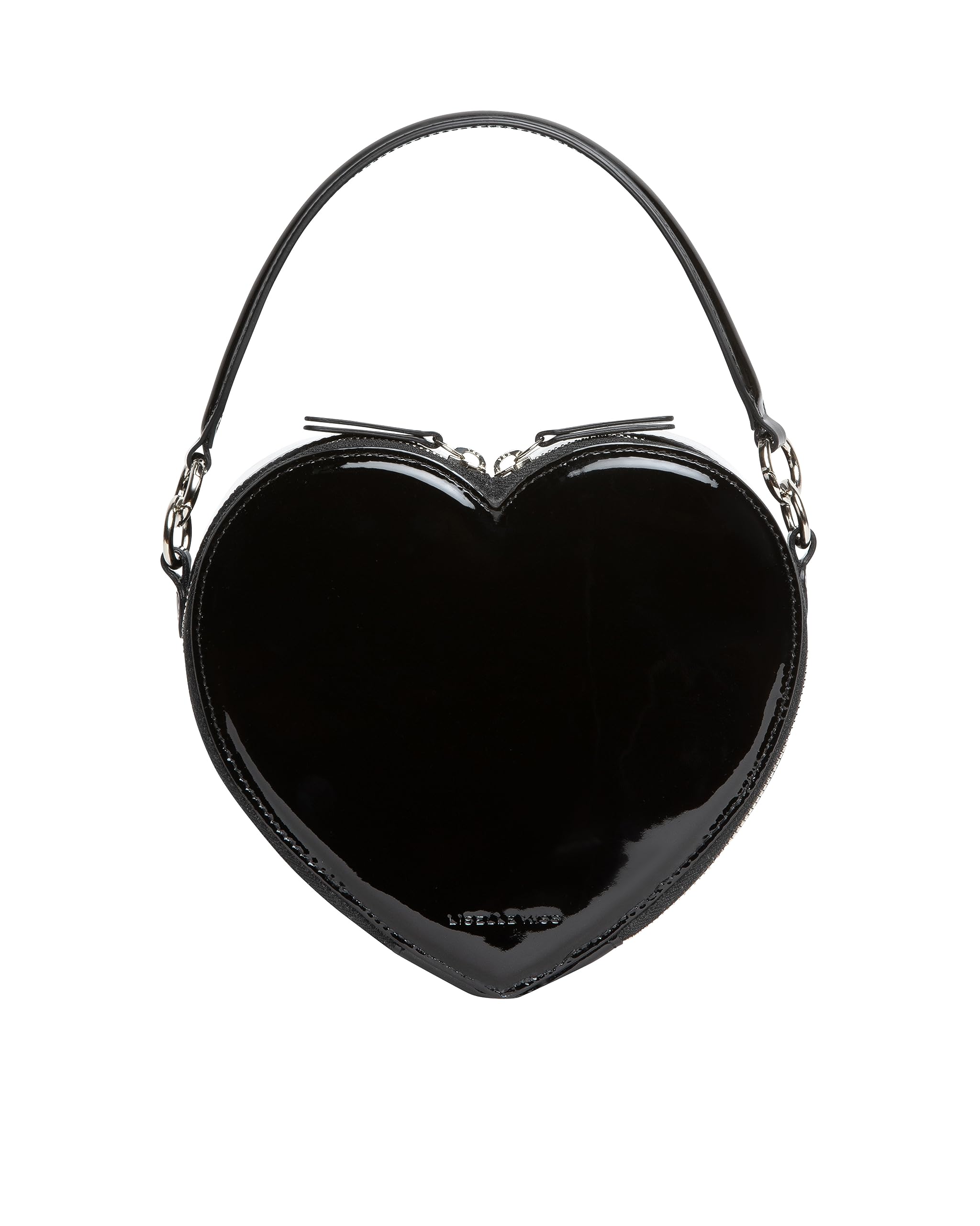 Liselle Kiss Harley Heart Top Handle Crossbody Bag, Black Glossy - Image 1