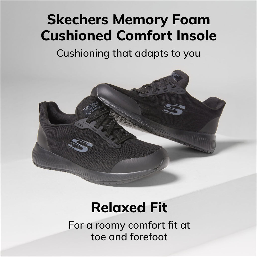 Skechers Women's Squad Sr Food Service Shoe, Black, 9 Wide - Image 3