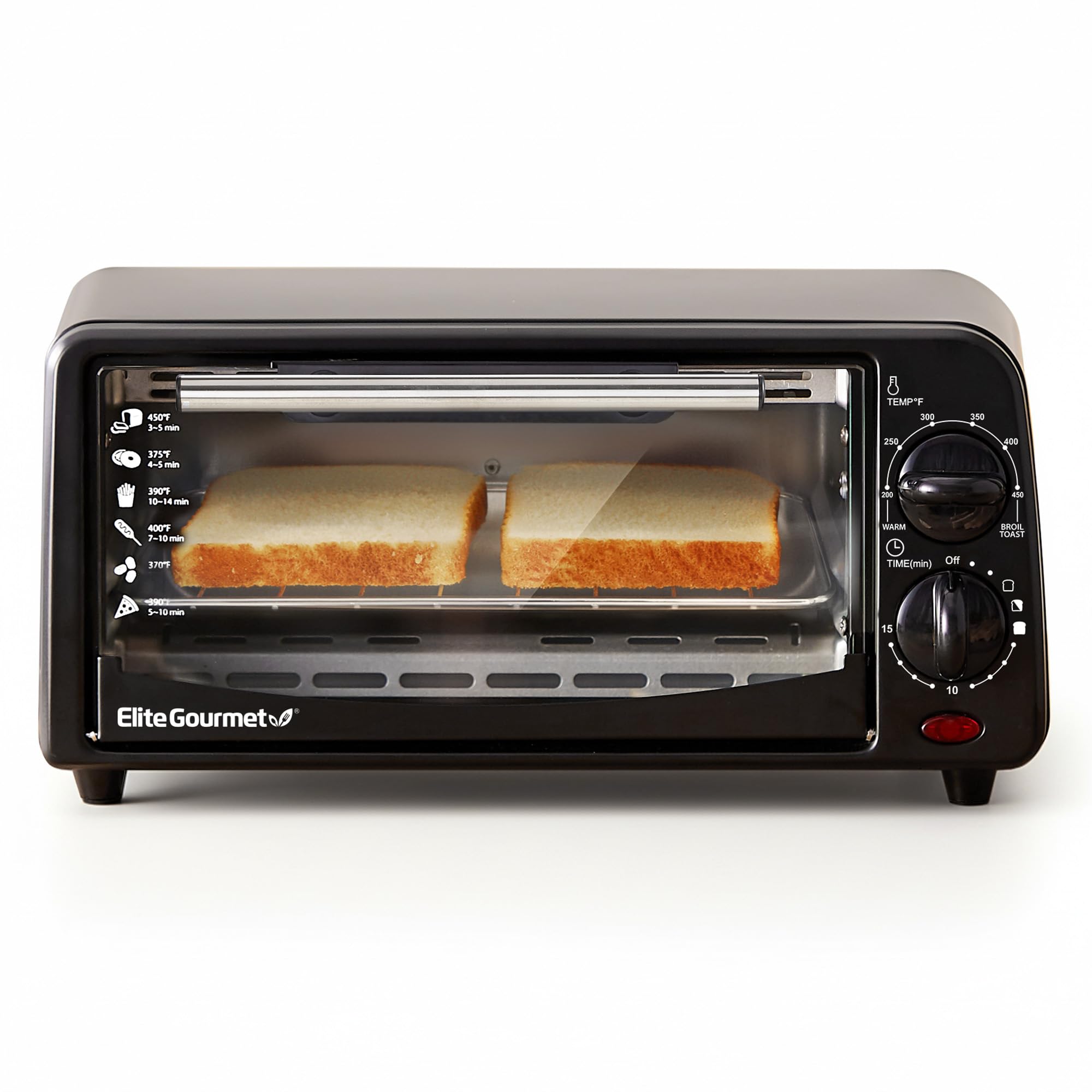 Elite Gourmet ETO236 Personal Compact 2 Slice Countertop Toaster Oven with 15 Minute Timer & Adjustable Temperature, Bake, Broil, & Toast, Black - Image 1