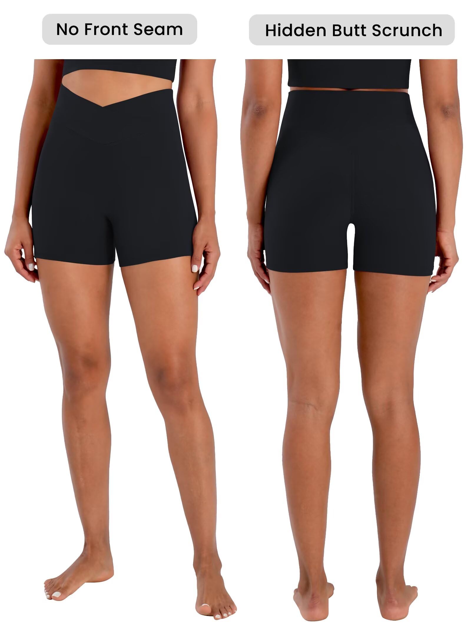 Sunzel Hidden Butt Lifting Scrunch Biker Shorts for Women Crossover High Waist Yoga Gym Workout Shorts with Tummy Control Black Medium - Image 2