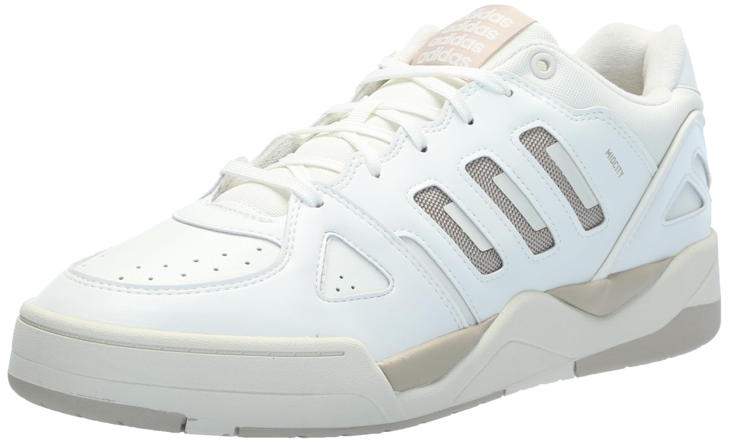 adidas Men's Midcity Low Top Basketball Sneaker, White/Wonder Beige/Off White, 8.5 - Image 1