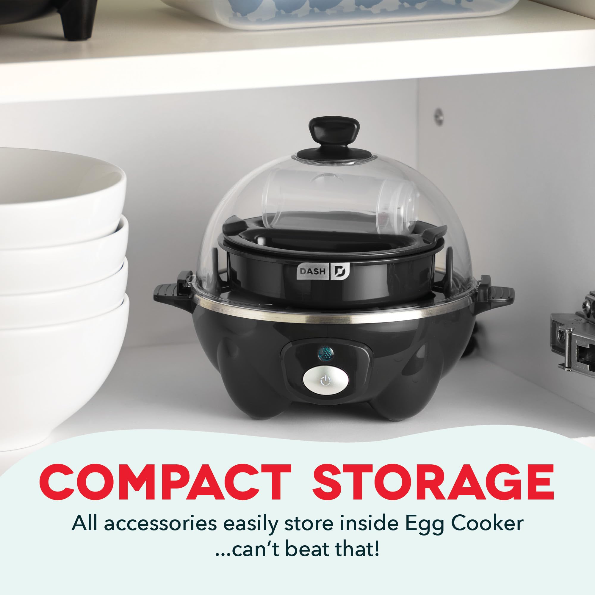 DASH Rapid Egg Cooker: 7 Egg Capacity Electric Egg Cooker for Hard Boiled Eggs, Poached Eggs, Scrambled Eggs, or Omelets with Auto Shut Off Feature - Black' - Image 5