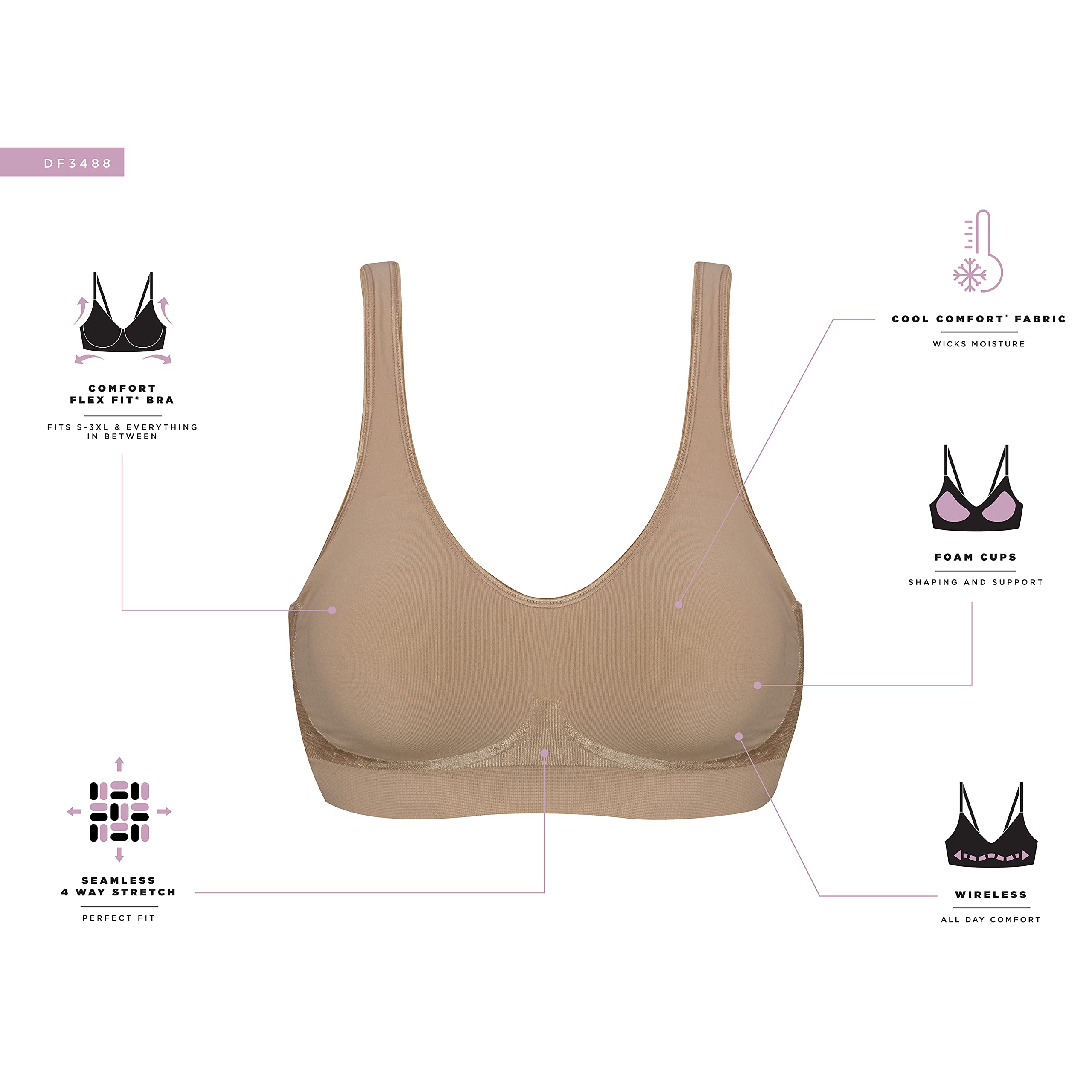 Bali Women's Wireless Bra, Comfort Revolution Full-Coverage Wirefree Bra for Women, Moisture-Wicking - Image 5