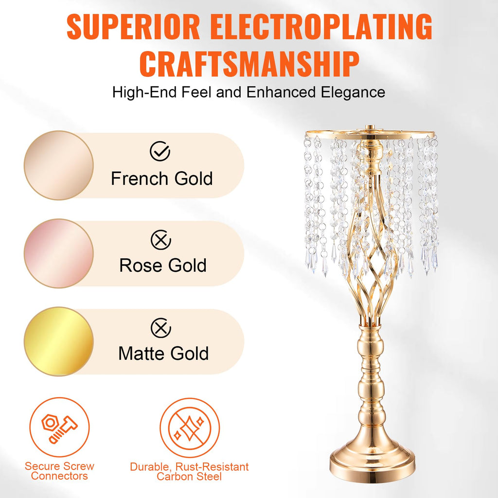 VEVOR Metal Wedding Centerpiece Gold,Crystal,2PCS 55cm/21.65” - Image 3