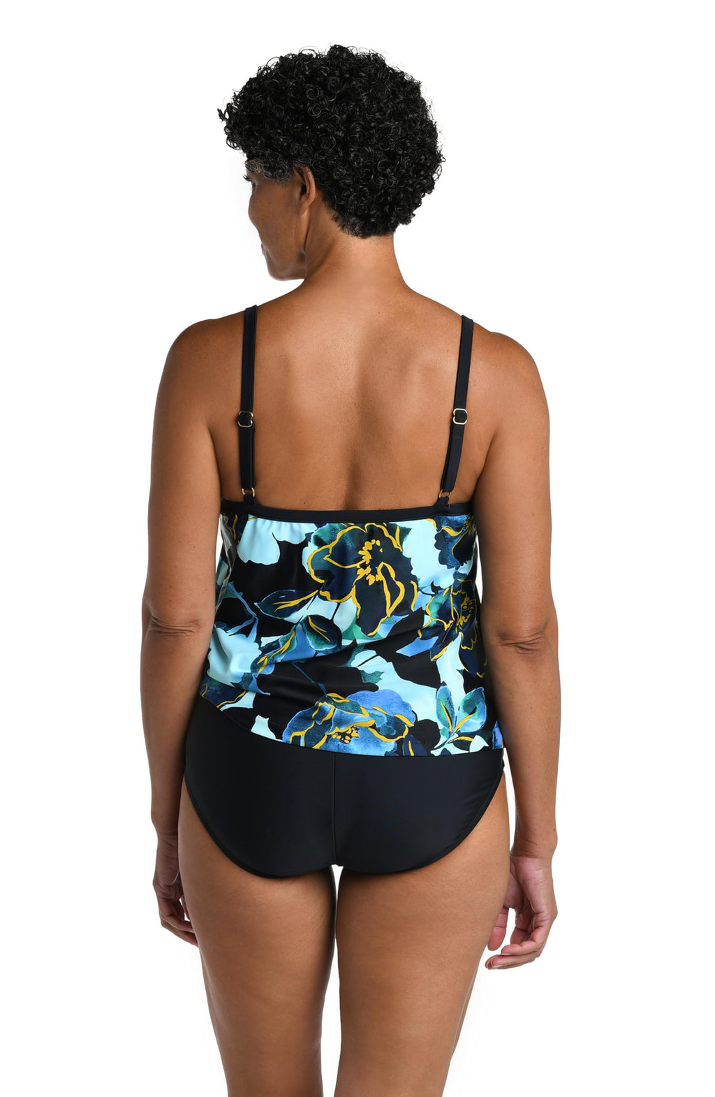 Maxine of Hollywood Women's Standard Scoop Neck Faux Side Tie One Piece Swimsuit, Black//Moonlit Garden - Image 2