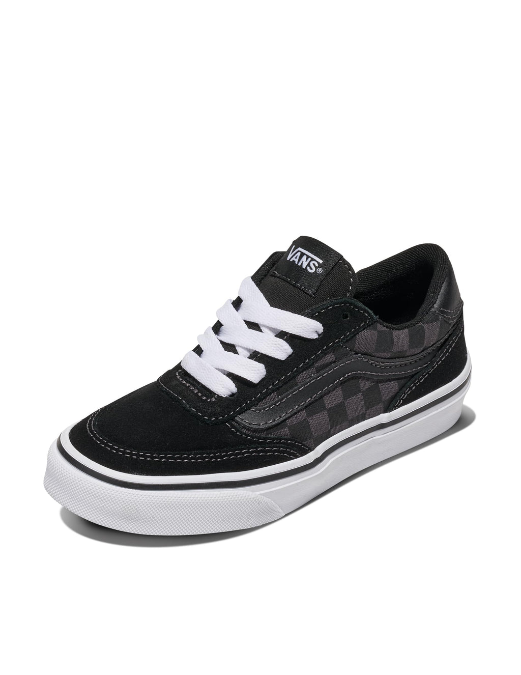 Vans Youth Brooklyn LS Shoe | Kids' Low-Top Sneakers for Boys & Girls, Casual Fashion Footwear, Checkerboard Black/Asphalt, 11.5 - Image 1