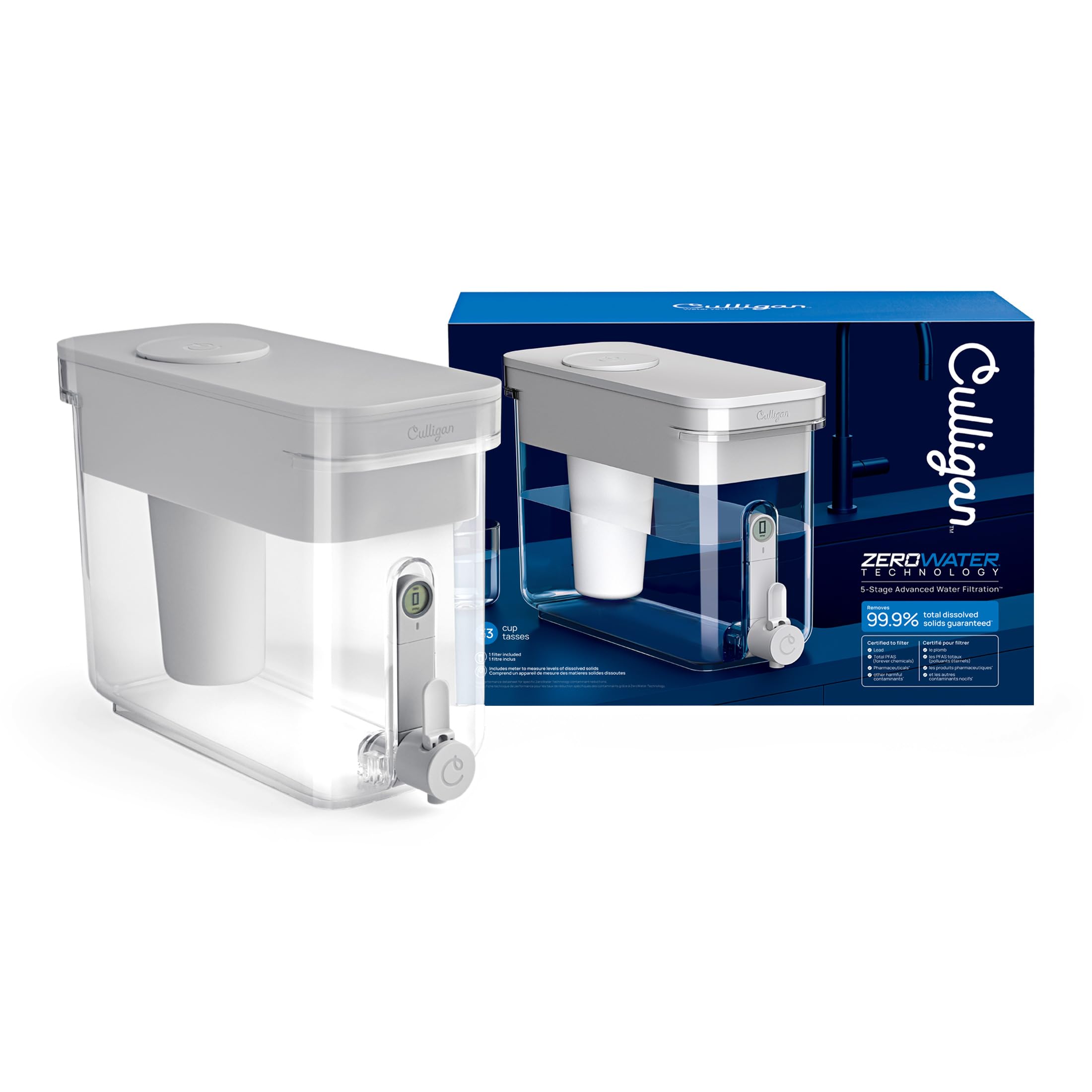 Culligan with ZeroWater Technology 33-Cup Water Filter Dispenser – Certified to Reduce Lead, Total PFAS (Forever Chemicals), Mercury, Fluoride, and Chlorine - Image 2