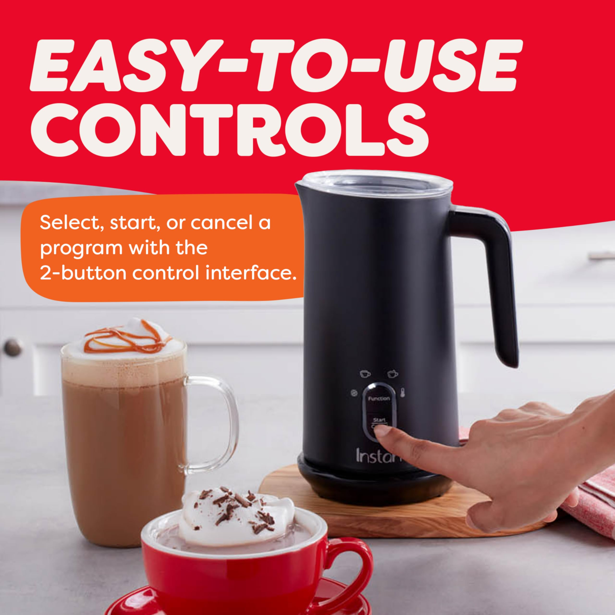 Instant Pot Milk Frother, 4-in-1 Electric Milk Steamer, 10oz/295ml Automatic Hot and Cold Foam Maker and Milk Warmer for Latte, Cappuccinos, Macchiato, From the Makers of Instant 500W, Black - Image 4
