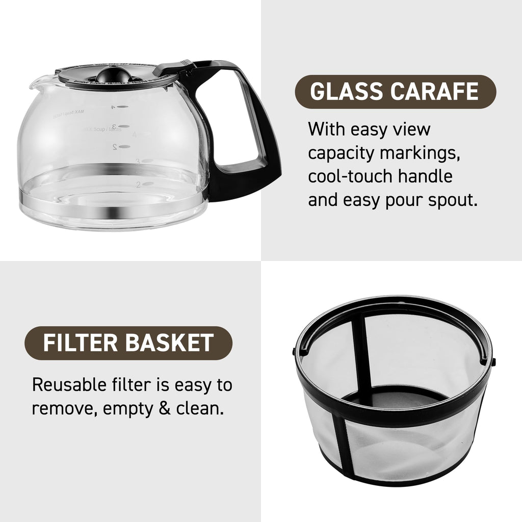 Elite Gourmet EHC-5055 Automatic 5-Cup Brew & Drip Coffee Maker with Pause N Serve Reusable Filter, On/Off Switch, Water Level Indicator - Image 2