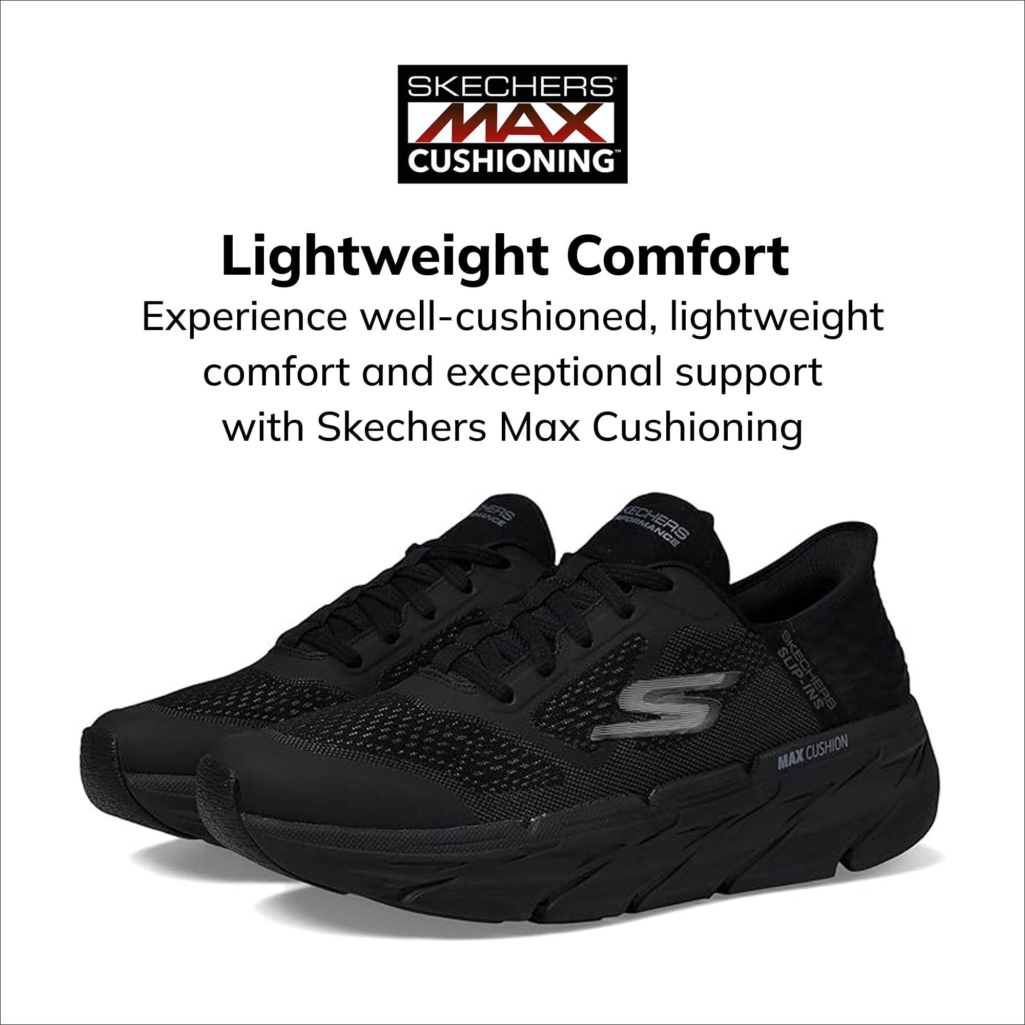 Men's Skechers Max Cushioning Slip-Ins 9 X-Wide Black Running Shoes