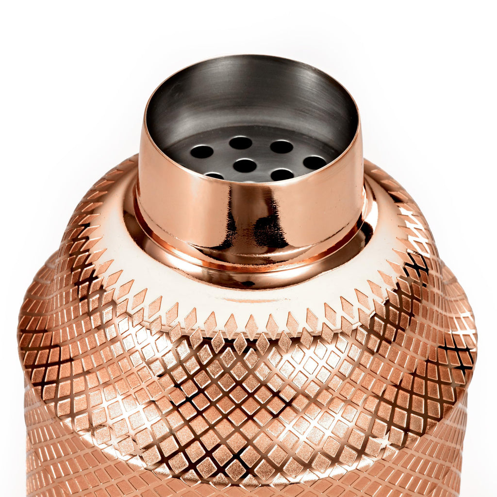 Barfly 3-Piece Diamond Lattice Etch Japanese Cocktail Shaker Set (24 Oz/700ml), Copper Plated - Image 4
