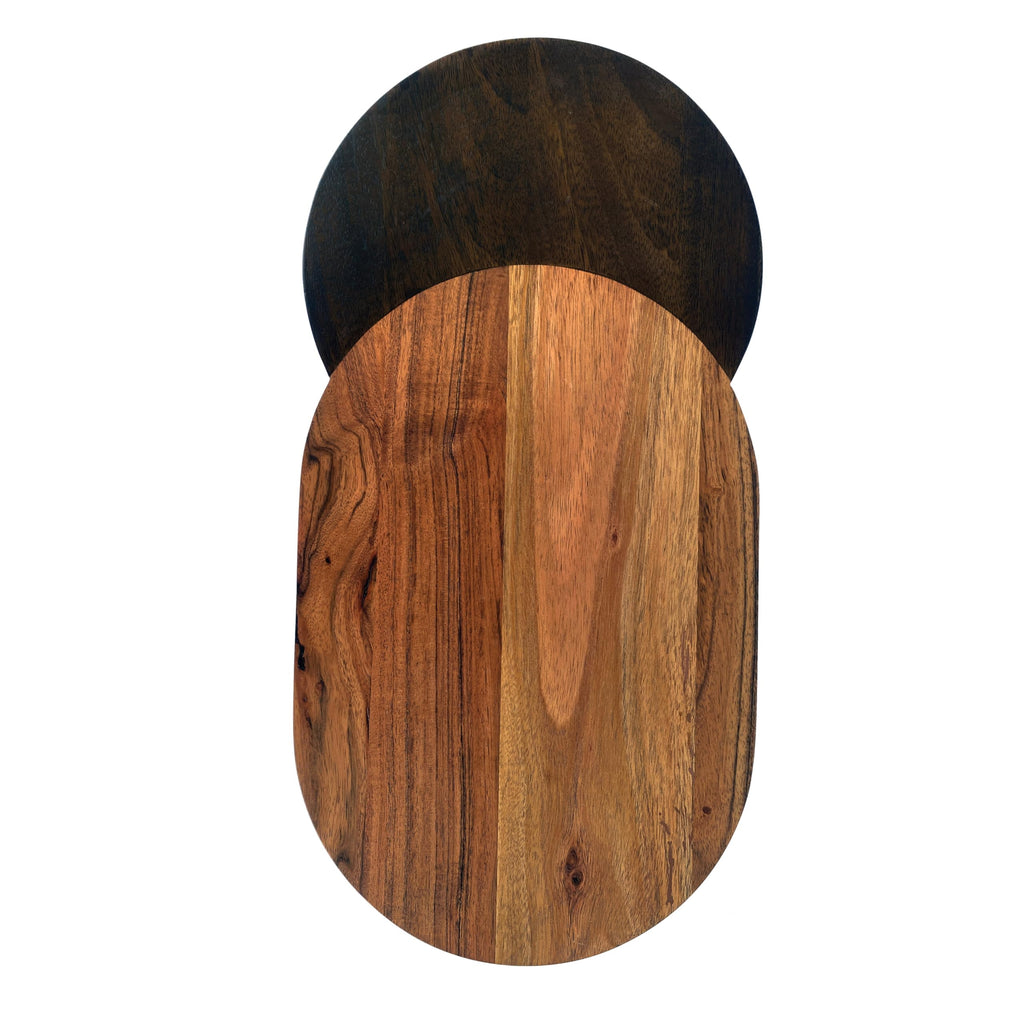 Bloomingville Oval Two-Tone Wood Cheese and Serving Board, Natural and Walnut - Image 5