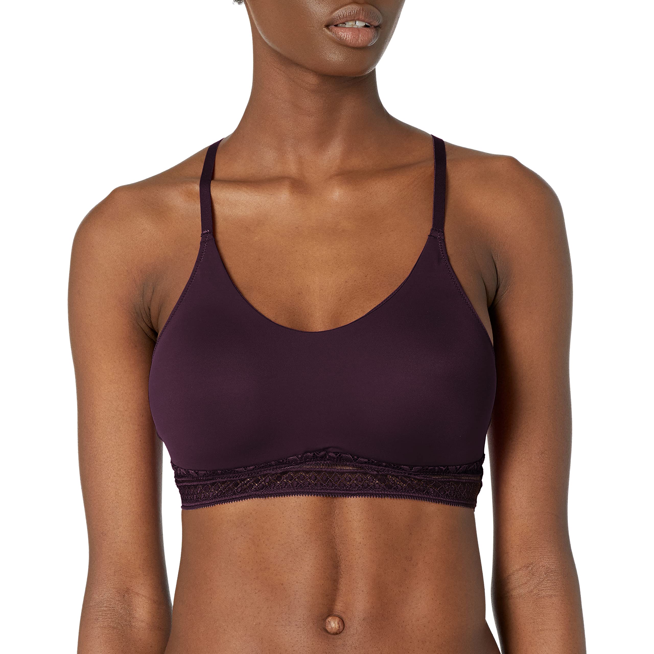 Bali womens Comfort Revolution Longline Wirefree Bralette With Lace Df6594 Bra, Blackberry Jam, Medium US - Image 1