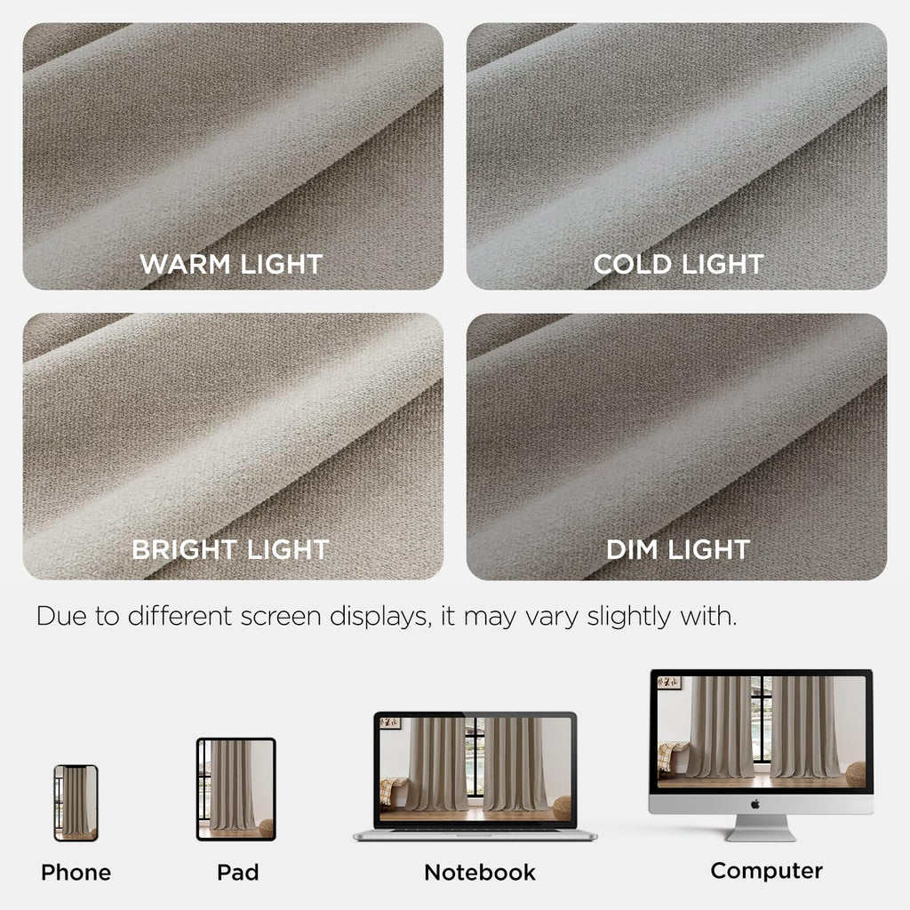 Joydeco Faux Linen Curtains 96 Inch Length 2 Panel Set, Light Filtering Curtains for Bedroom, 52 Inche Wide Living Room Drapes with Rod Pockets (52x96 inch, Linen) - Image 3