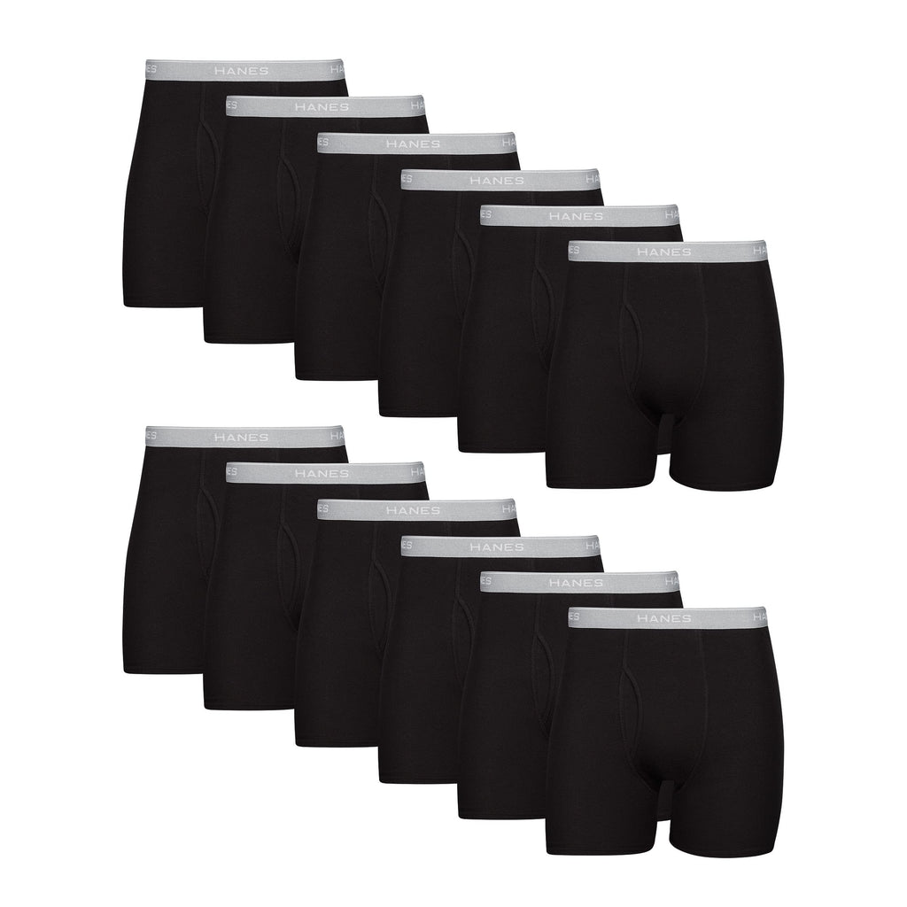 Hanes Men Hanes Boxer Briefs, Cool Dri Moisture-Wicking Underwear, Cotton No-Ride-up for Men, 12 Pack - Black, Small - Image 1