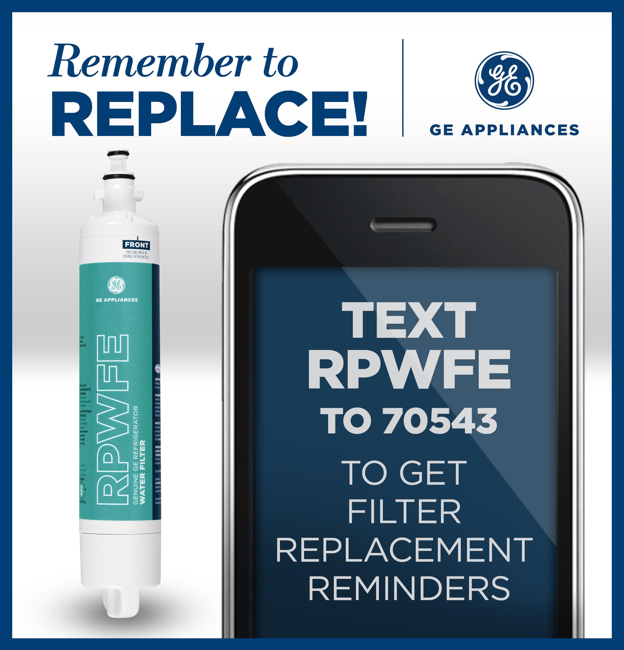 GE RPWFE Refrigerator Water Filter, Genuine Replacement Filter, Certified to Reduce Lead, Sulfur, and 50+ Other Impurities, Replace Every 6 Months for Best Results, Pack of 1 - Image 5