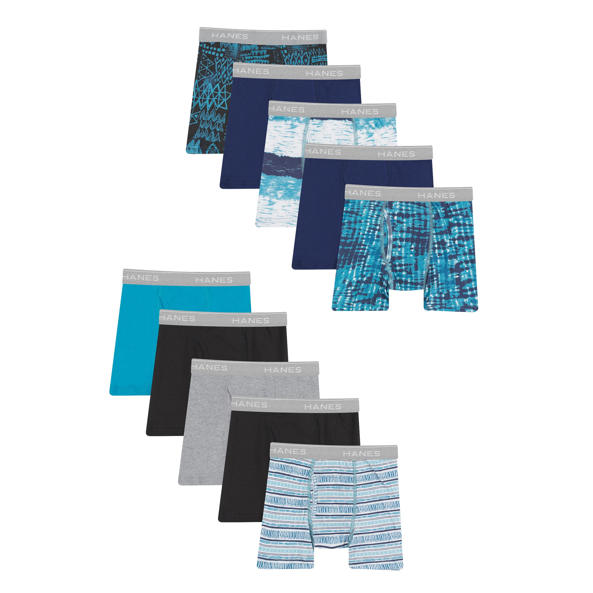 Boys' Comfort Flex Boxer Briefs 10-Pack, Medium, Cotton, Assorted Prints