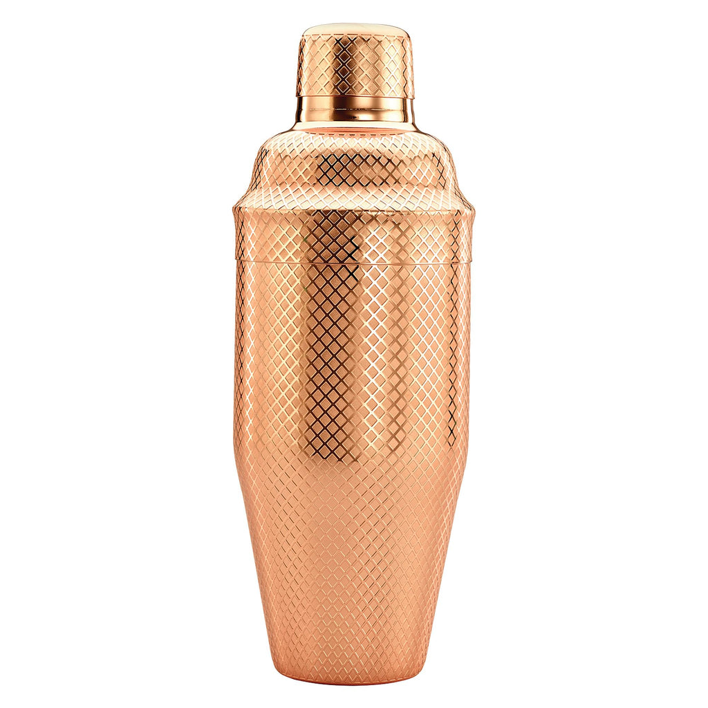Barfly 3-Piece Diamond Lattice Etch Japanese Cocktail Shaker Set (24 Oz/700ml), Copper Plated - Image 1