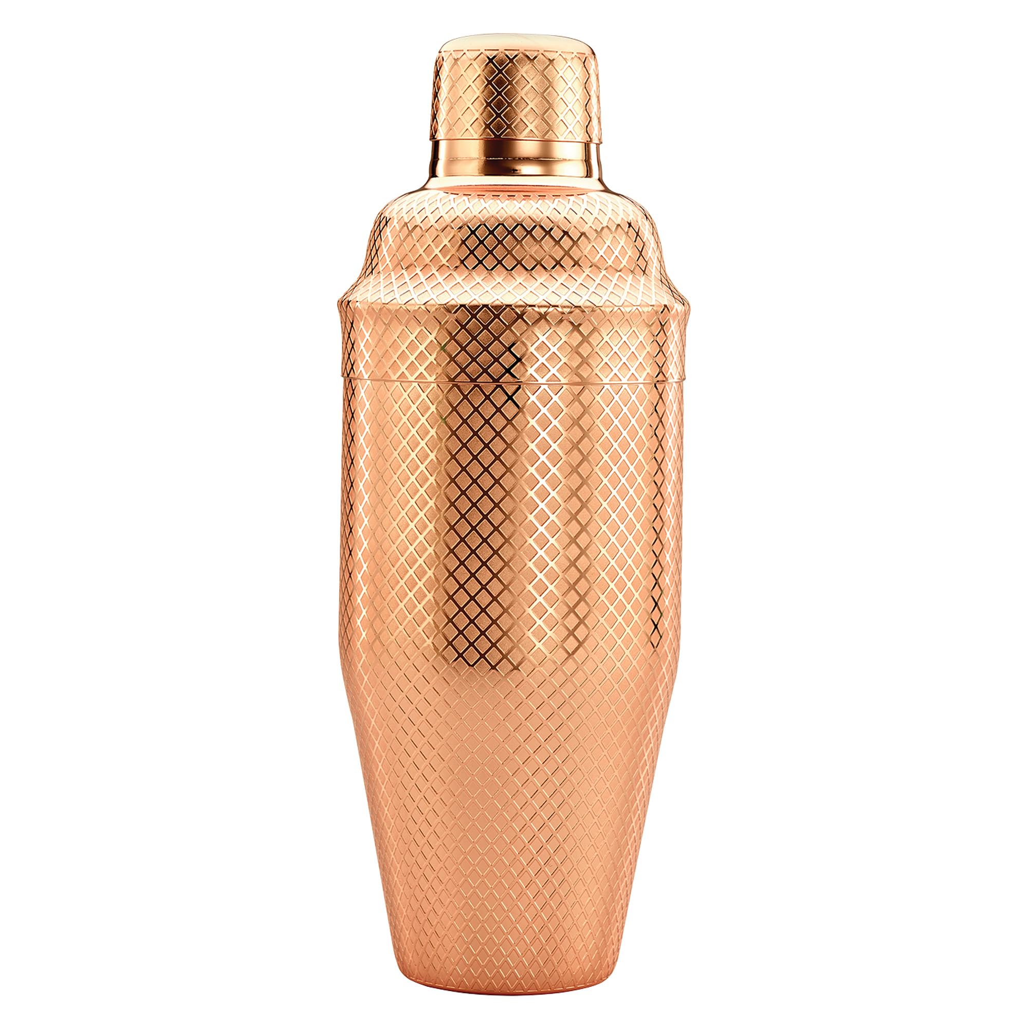 Barfly 3-Piece Diamond Lattice Etch Japanese Cocktail Shaker Set (24 Oz/700ml), Copper Plated - Image 1