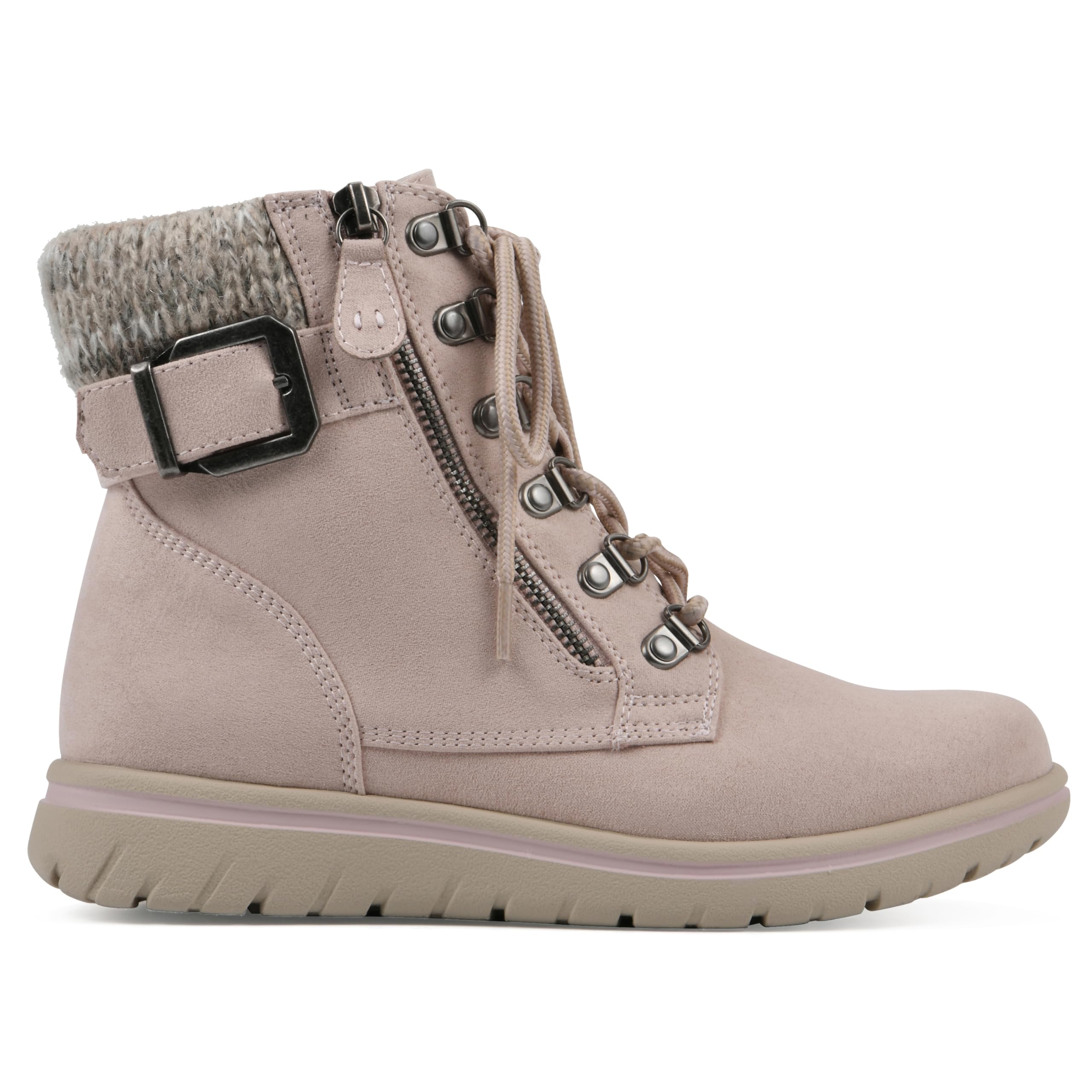 CLIFFS BY WHITE MOUNTAIN Women's Hearty Cushioned Lace-Up City Hiker Ankle Boot, Pale Pink/Fabric/Sweater, 7 M - Image 3