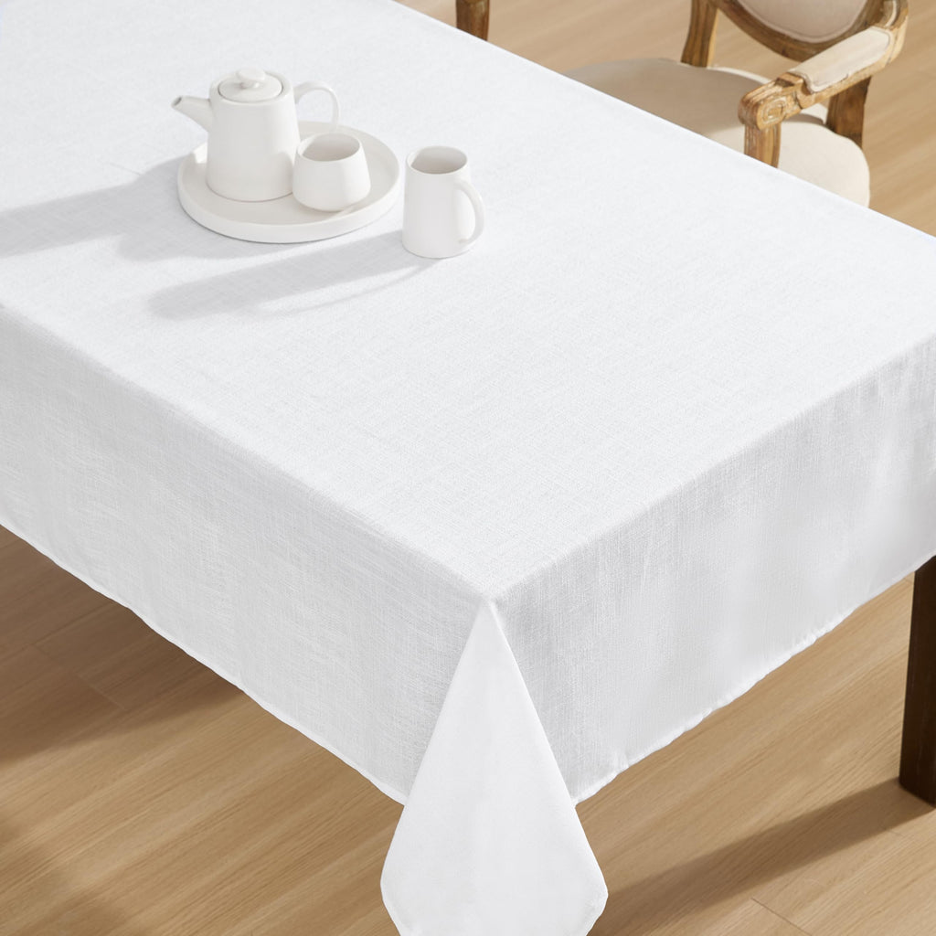 Laura Ashley Harper Luxuriously Smooth Fabric Tablecloth for Formal or Casual Dining, Holiday, Banquet, Wedding or Party, 60" x 120", White - Image 4