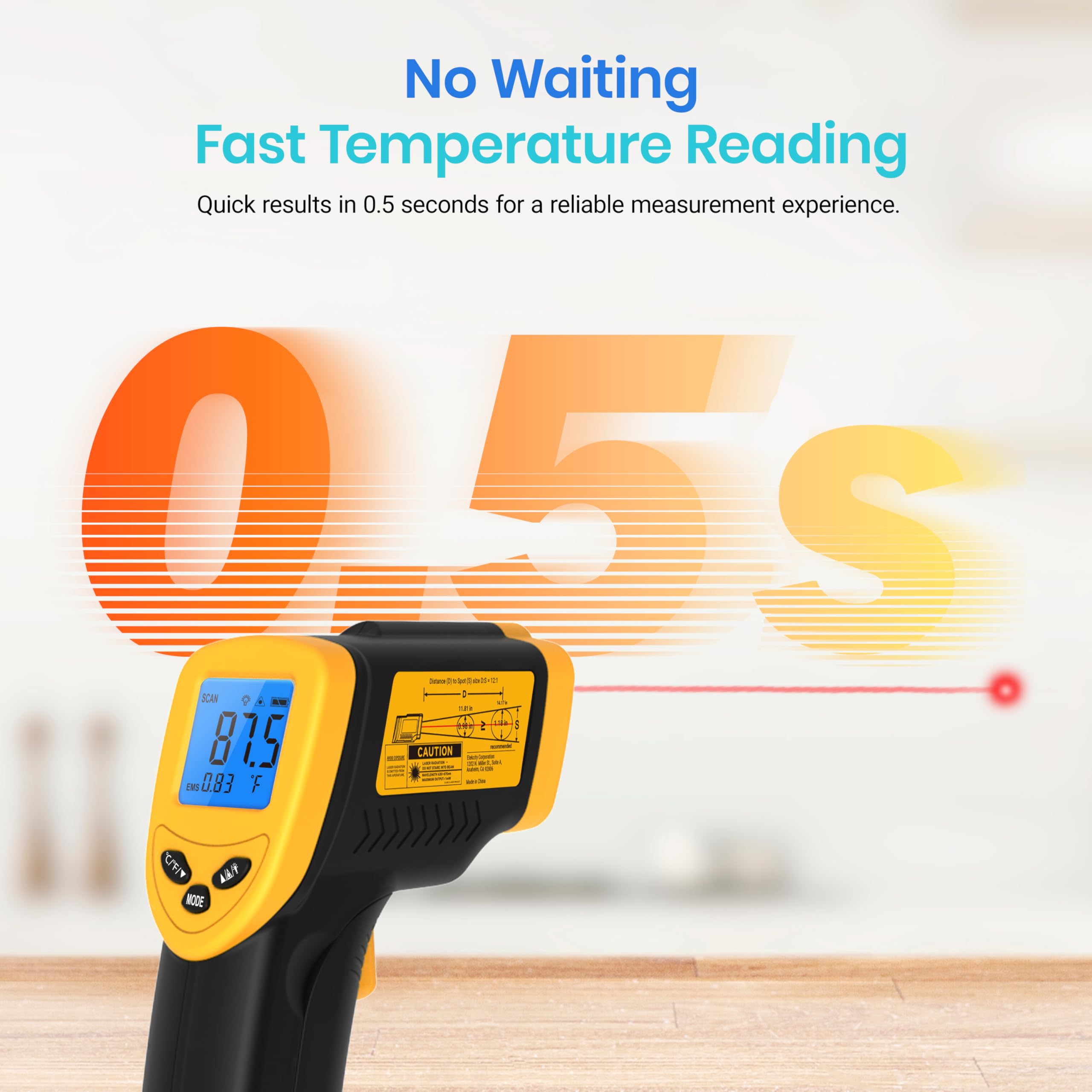 Etekcity Infrared Thermometer Laser Temperature Gun 774, Meat Food Candy Oven Thermometer for Griddle Accessories, Heat Gun for Cooking Refrigerator Tools, Yellow - Image 5