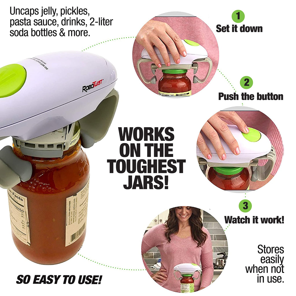 Robotwist Automatic Jar Opener, Deluxe Model with Improved Torque, Robo Twist Kitchen Gadgets for Home, Electric Handsfree Easy Jar Opener – Works on All Jar Sizes, As Seen on TV - Image 4