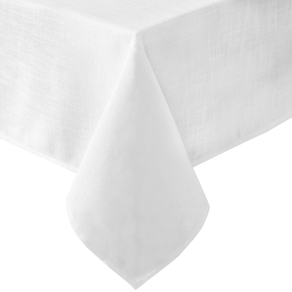 Laura Ashley Harper Luxuriously Smooth Fabric Tablecloth for Formal or Casual Dining, Holiday, Banquet, Wedding or Party, 60" x 120", White - Image 1