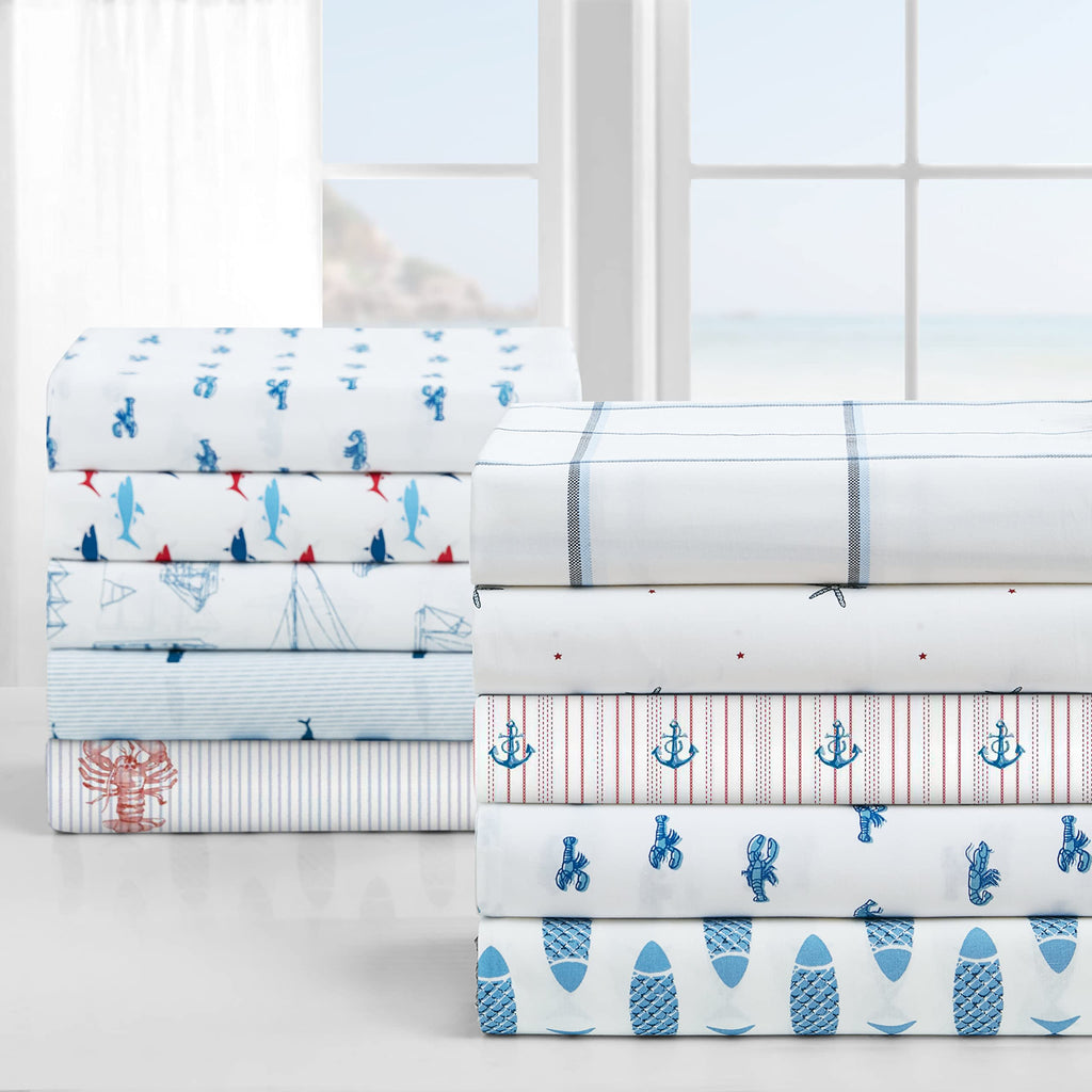 Nautica - Twin XL Sheets, Cotton Percale Preppy Bedding Set, Fully Elasticized, Ideal Dorm Essentials (Skippers Island Light Blue, Twin XL) - Image 4