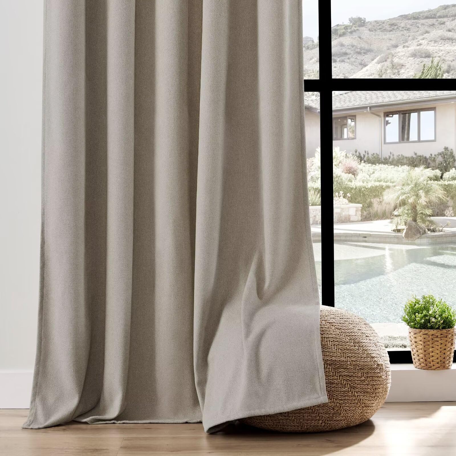 Joydeco Faux Linen Curtains 96 Inch Length 2 Panel Set, Light Filtering Curtains for Bedroom, 52 Inche Wide Living Room Drapes with Rod Pockets (52x96 inch, Linen) - Image 5
