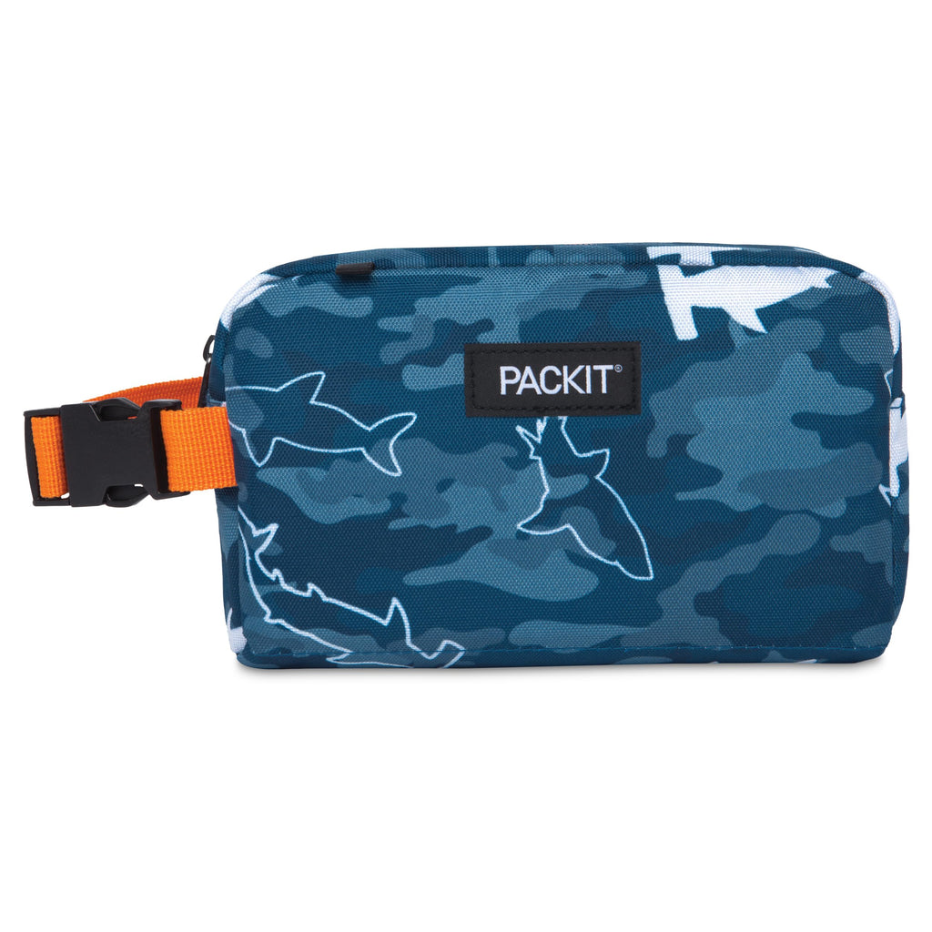 PackIt Freezable Snack Box, Camo Shark, Built with ECOFREEZE Technology, Collapsible, Reusable, Zip Closure with Buckle Handle, Great for Fresh Snacks on the go - Image 1