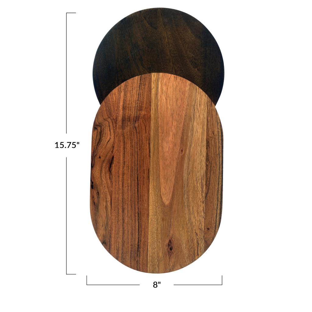 Bloomingville Oval Two-Tone Wood Cheese and Serving Board, Natural and Walnut - Image 3