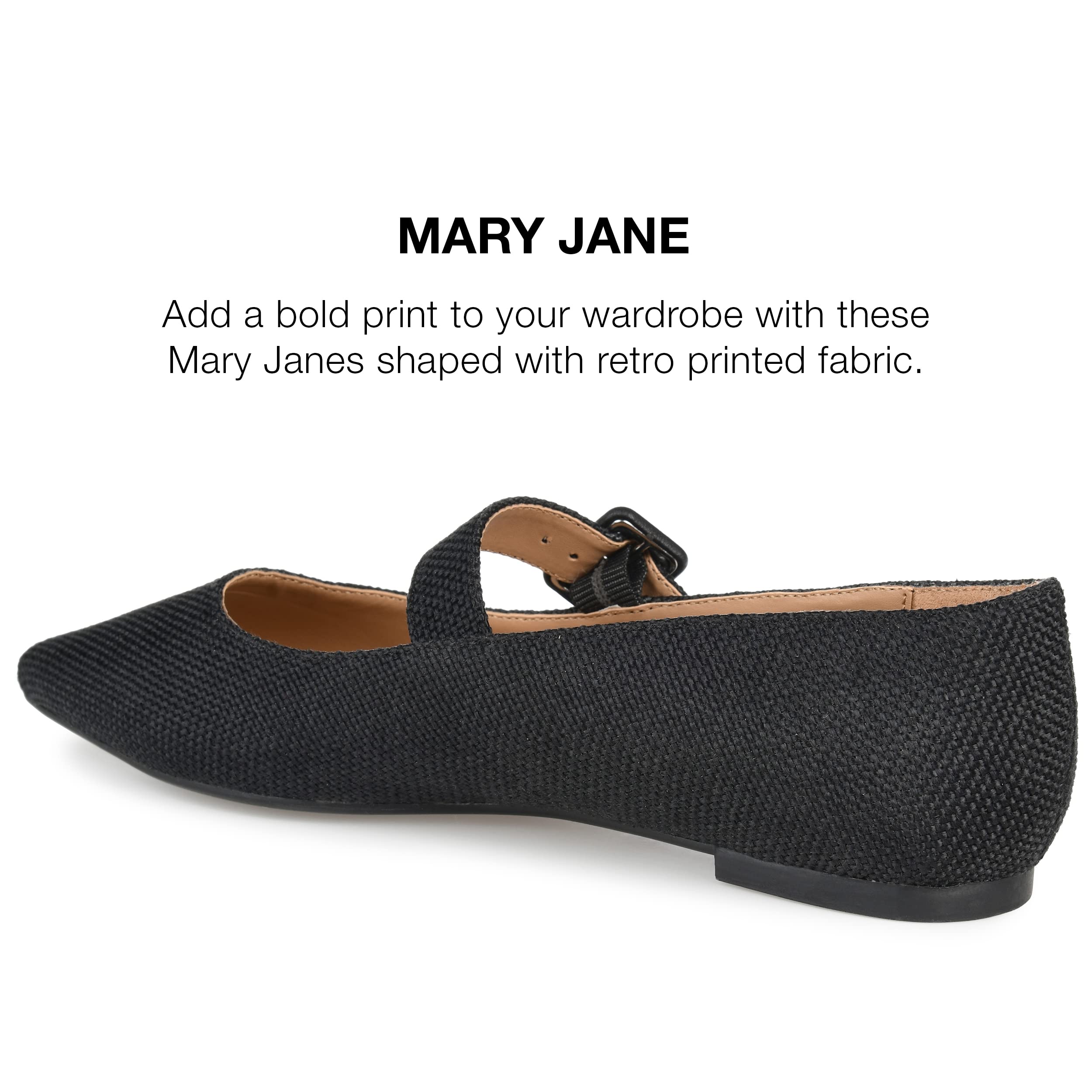 Journee Collection Women's Karissa Mary Jane Flat, Black, 6.5 - Image 3