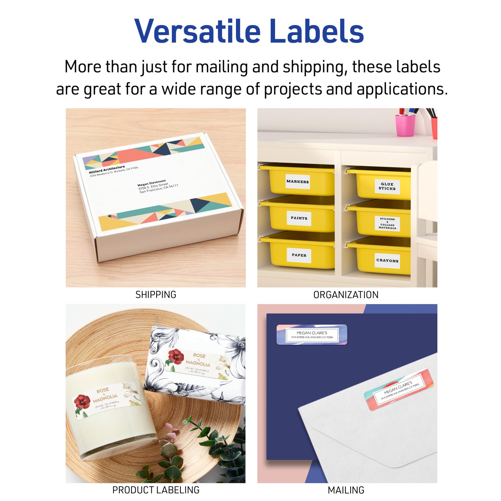 Avery Printable Shipping Labels with Sure Feed, 2" x 4" Customizable Stickers, White, 1,000 Blank Mailing Labels, Great for Mailing, Shipping, and More (8463) - Image 5