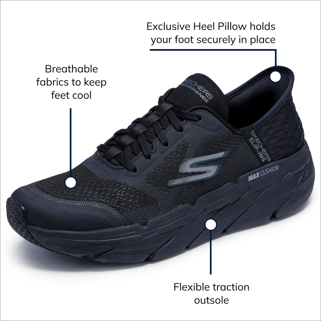 Men's Skechers Max Cushioning Slip-Ins 9 X-Wide Black Running Shoes