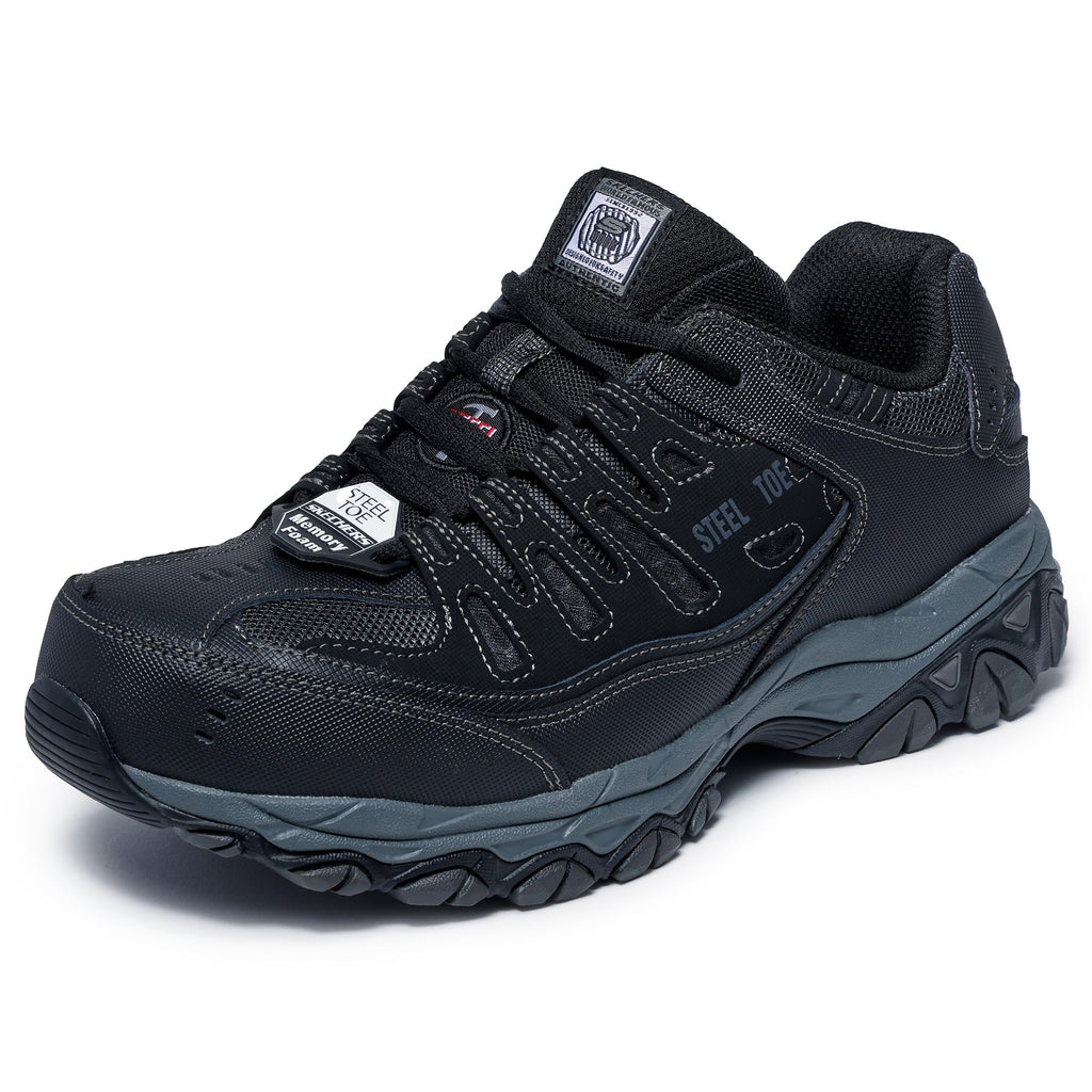 Skechers Men's Cankton Steel Toe Construction Shoe – Electrical Hazard Rated, Memory Foam, Black/Charcoal, 13 Wide - Image 1