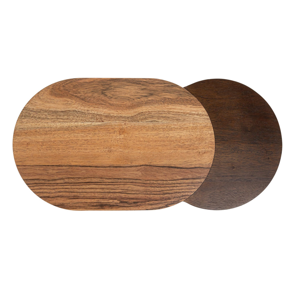 Bloomingville Oval Two-Tone Wood Cheese and Serving Board, Natural and Walnut - Image 4