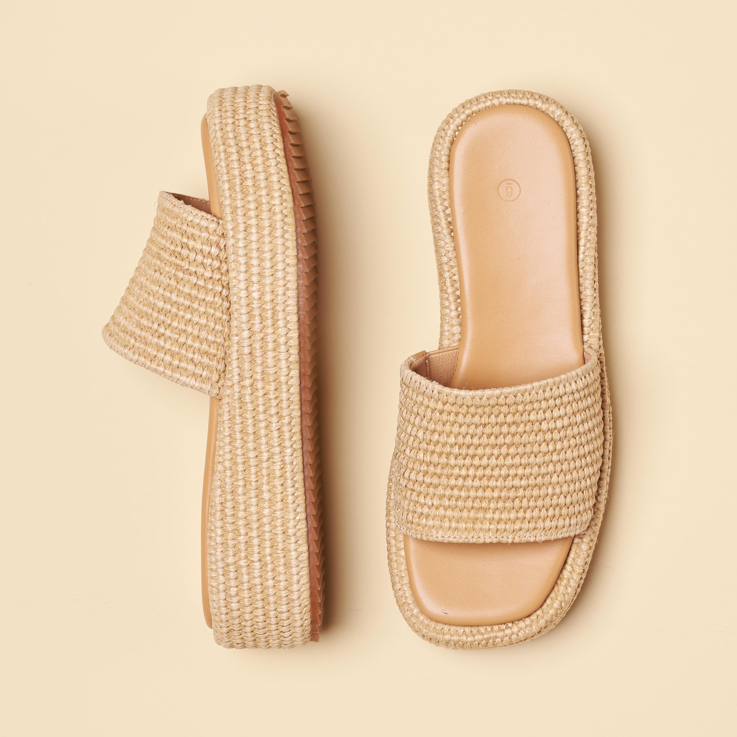 EQAUDES Platform Wedge Espadrille Sandals for Women Summer Beach Outdoor Straw Raffia Sandal Comfortable Brown Vacation Sandals for Women - Image 10