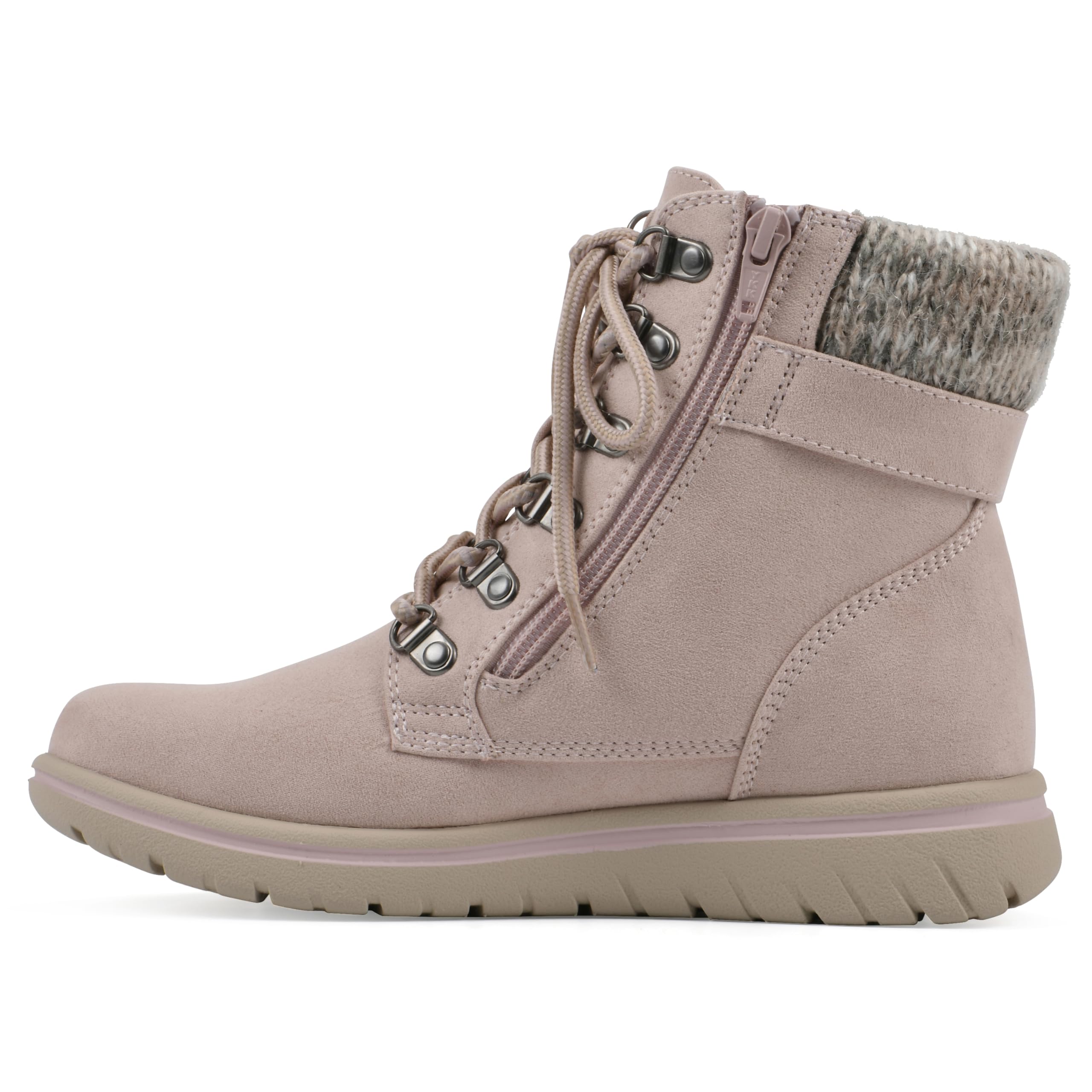 CLIFFS BY WHITE MOUNTAIN Women's Hearty Cushioned Lace-Up City Hiker Ankle Boot, Pale Pink/Fabric/Sweater, 7 M - Image 4