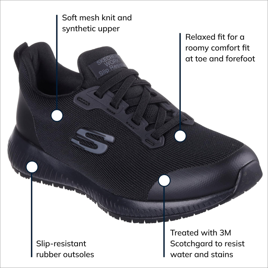 Skechers Women's Squad Sr Food Service Shoe, Black, 7 - Image 5
