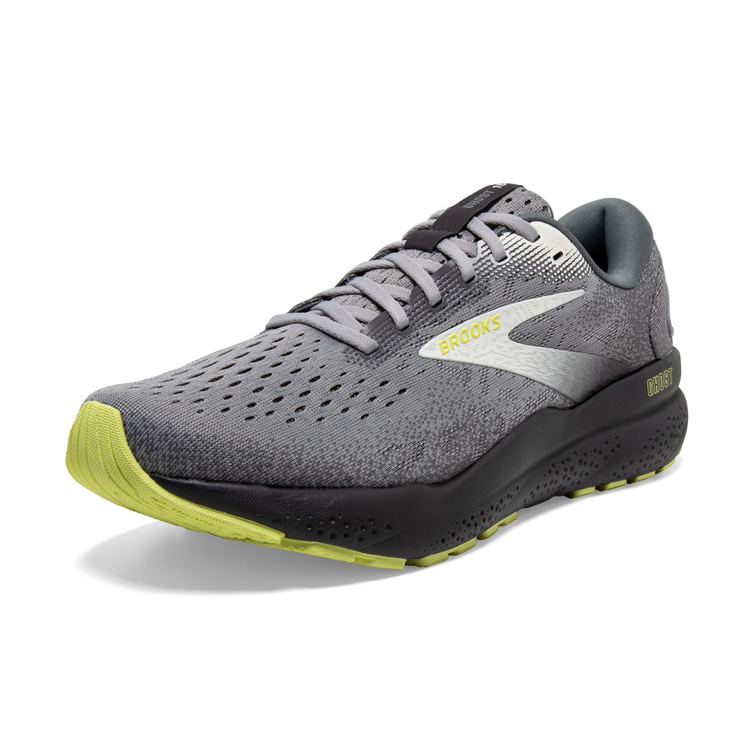 Brooks Men’s Ghost 16 Neutral Running Shoe - Primer/Grey/Lime - 9 X-Wide - Image 1