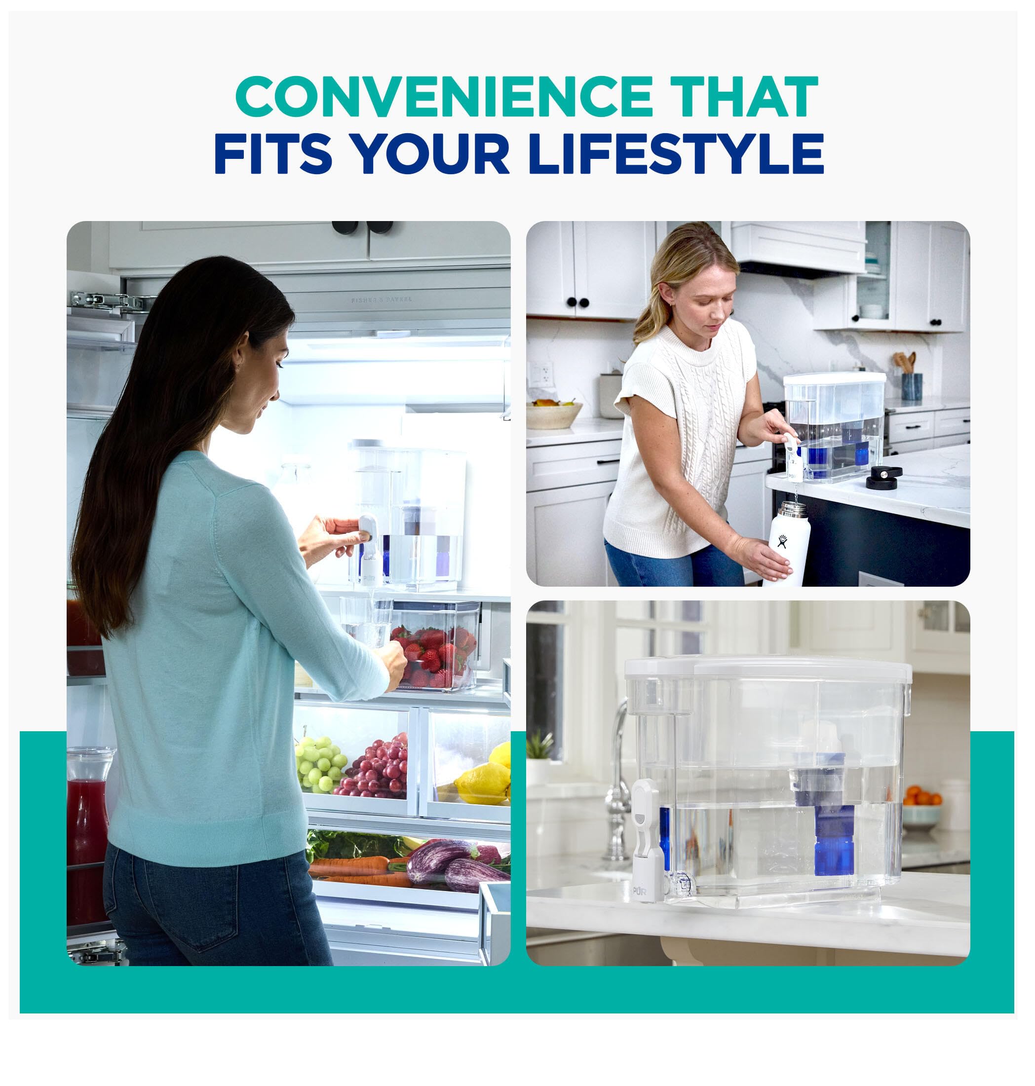PUR PLUS 30-Cup Water Filter Dispenser with 1 Lead-Reducing PUR PLUS Filter, Dishwasher Safe, Powerful Filtration, Large Capacity with Slim, Space-Saving Design, White (DS1811Z) - Image 5