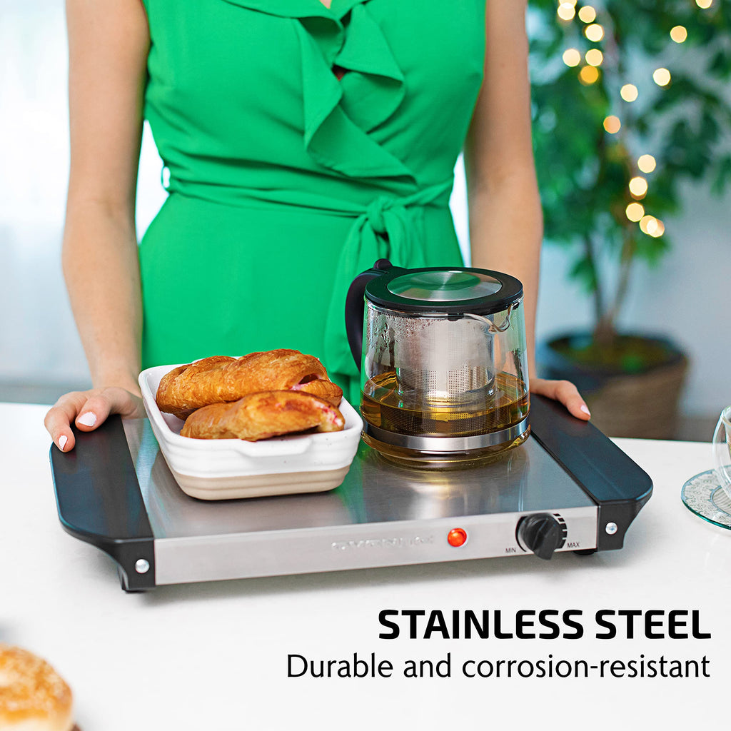 OVENTE Electric Buffet Server & Food Warmer with Two 1.5 Qt Stainless Steel Chafing Dishes, Adjustable Temperature Control – Warming Tray for Parties, Dinners & Events, Silver FW152S - Image 2