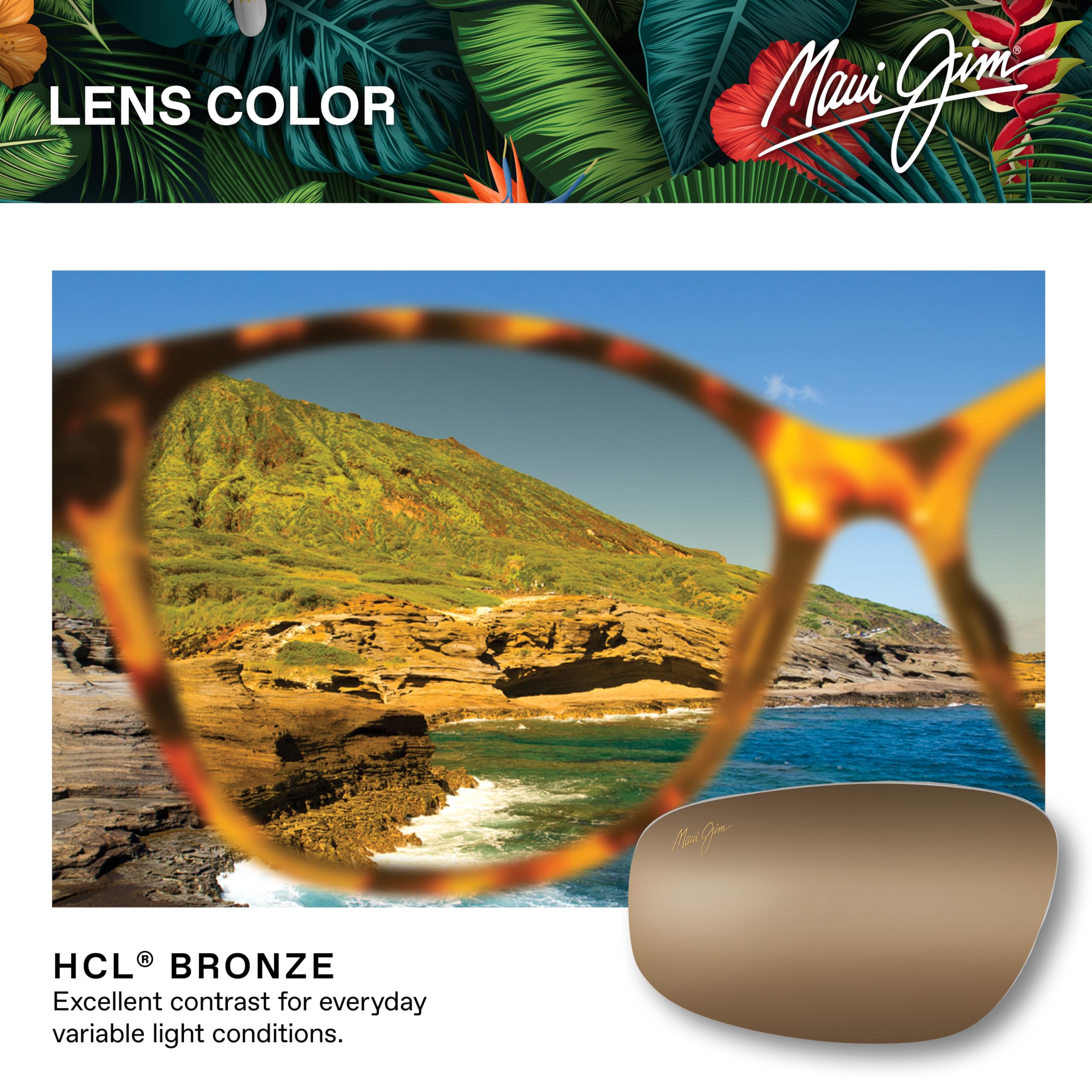 Maui Jim Men's and Women's Wiki Wiki Polarized Aviator Sunglasses, Gold/HCL® Bronze, Medium - Image 7