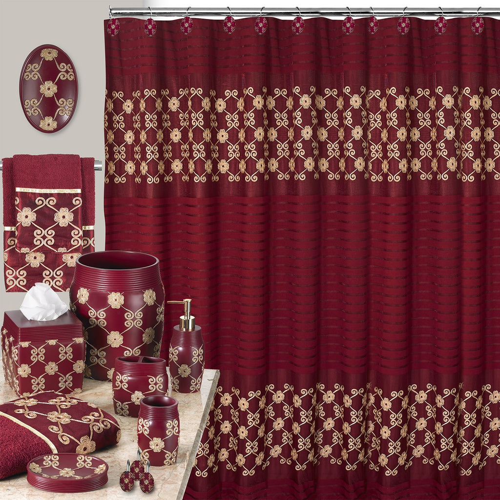 Popular Bath Bath Towels, Vlegant Rosa Collection, 21" x 12", Burgundy/Gold - Image 4