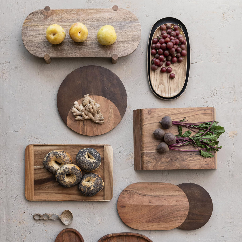Bloomingville Oval Two-Tone Wood Cheese and Serving Board, Natural and Walnut - Image 2