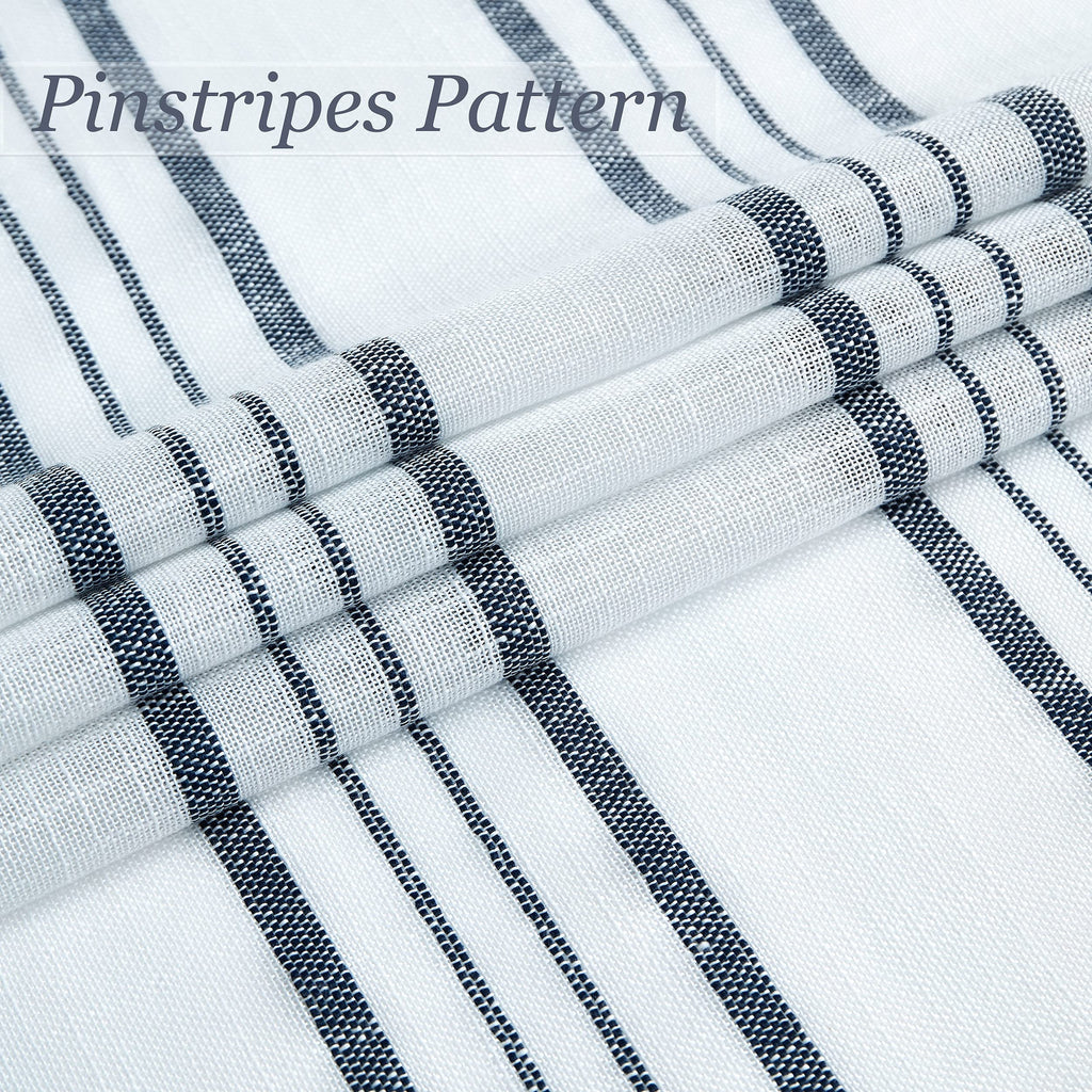 Rustic Blue Striped Window Curtains, 42"W x 63"L, 2 Panels, Grommet