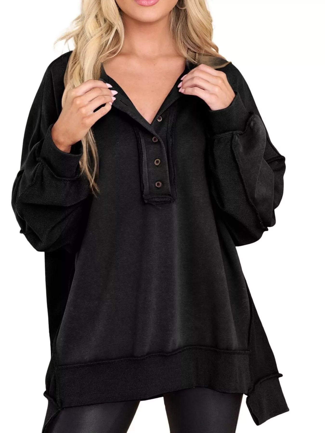 Half Snap Long Sleeve Sweatshirt